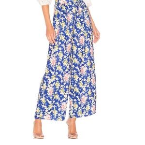 Tularosa Audrey Cobalt Blue / Pink Mixed Floral Wide Leg
Pants Size Small